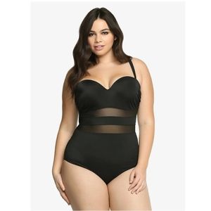 Black Underwire Monokini One Piece Swimwear White